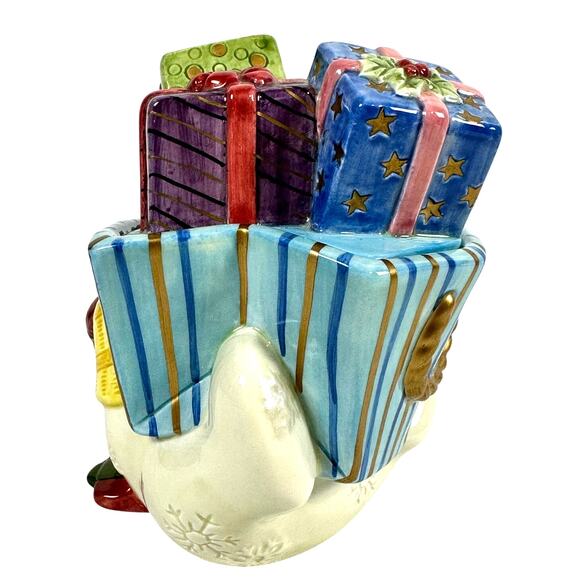 Fitz and Floyd Frosty Folks Snowman Candy Dish Sugar Bowl Trinket Dish-Excellent - Picture 3 of 8